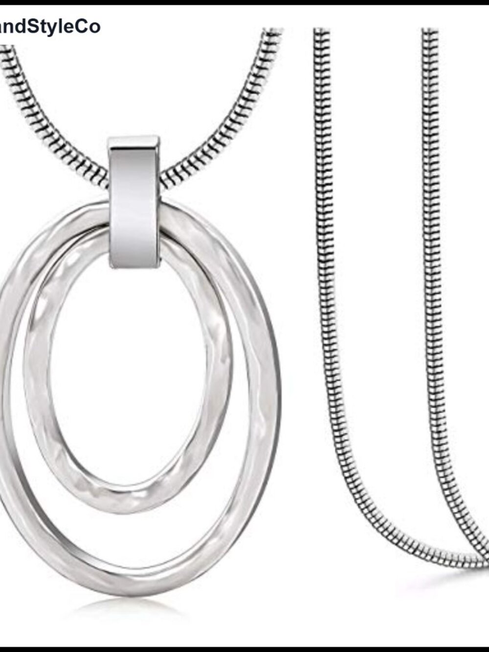 Long Snake Chain Sweater Necklace Double Circle Pendant Statement